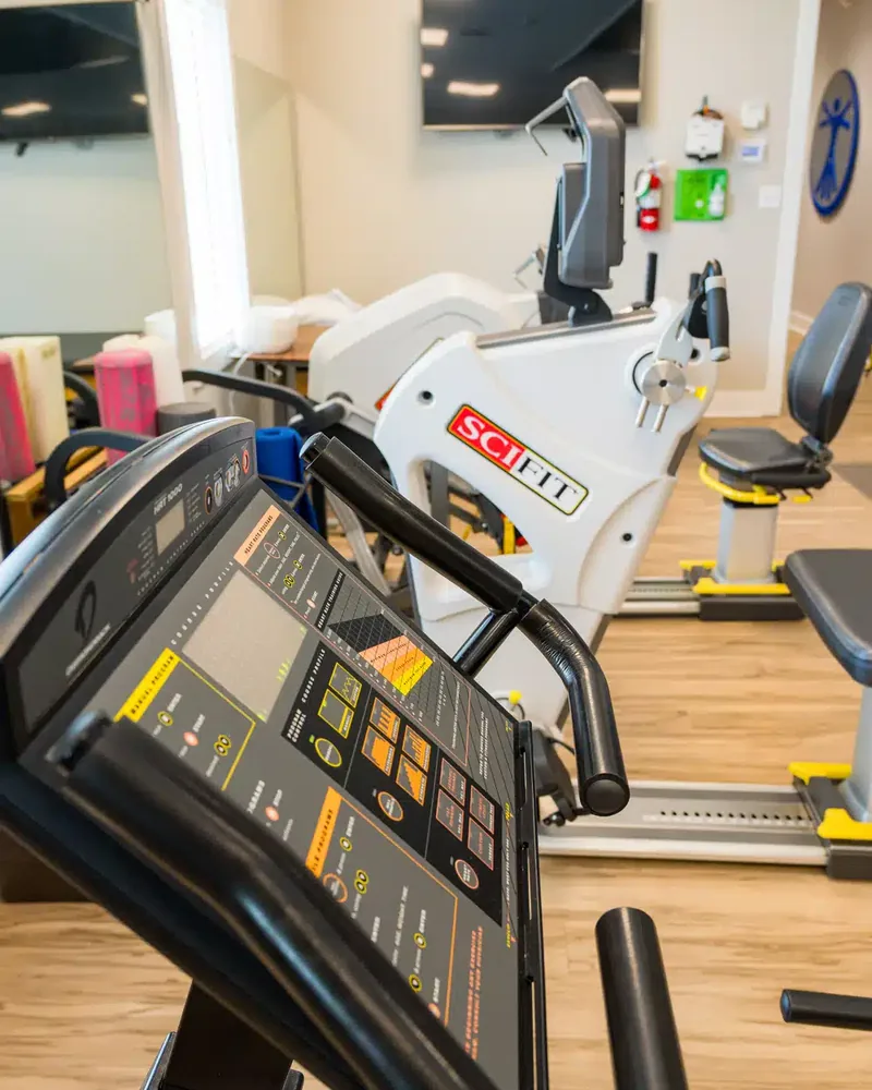 Exercise equipment in the treatment gym at Hope Therapy Center