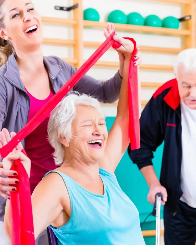 Group exercise session with resistance bands at Hope Therapy Center