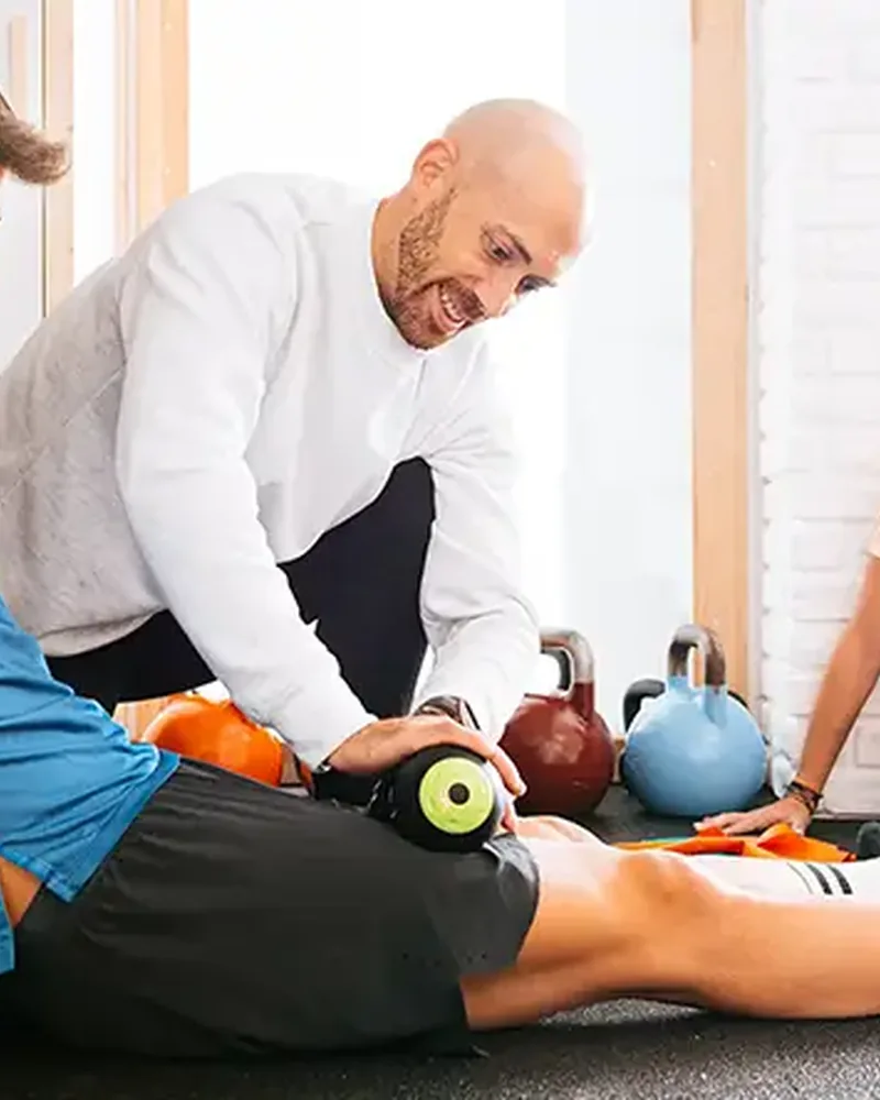 Athlete working through a sports rehab progression with a licensed physical therapist in Lake Charles